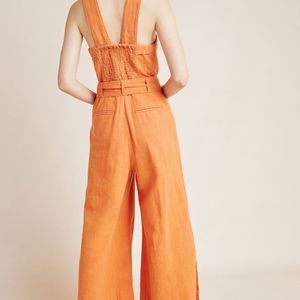 Anthropologie Linen Cod Jumpsuit Yellow/orange 2
